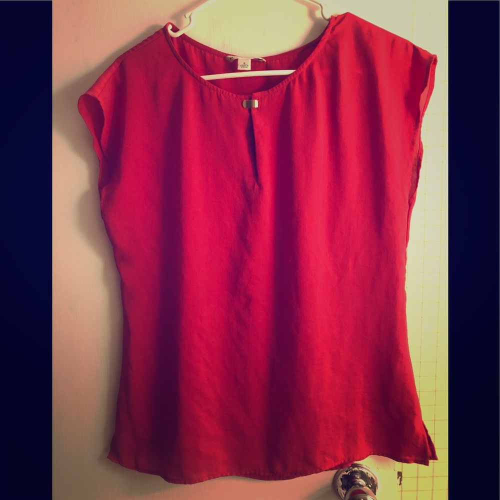 Hot Pink capped sleeve shell